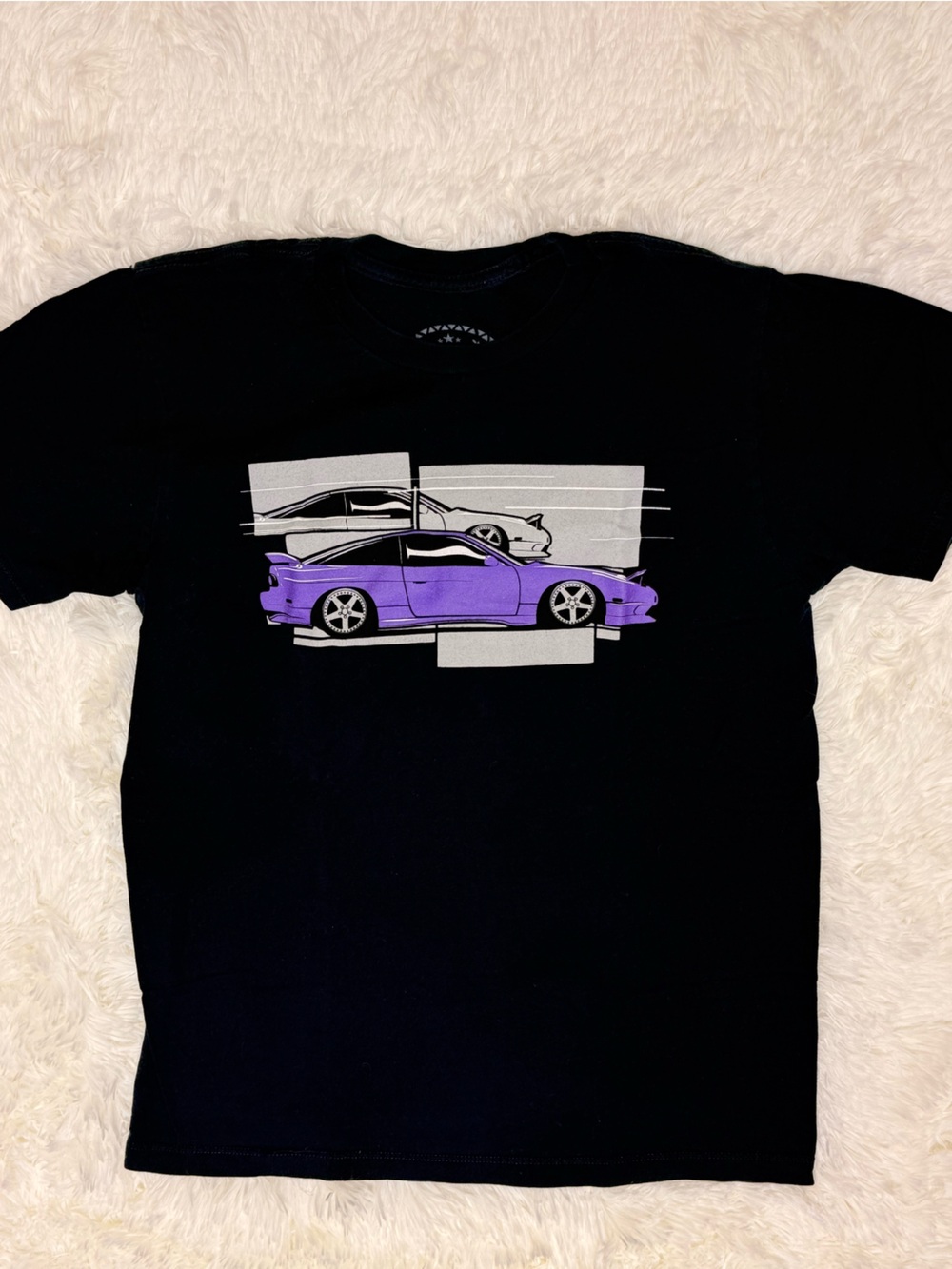 Men's Navy Blue Tee with Purple Car Graphic